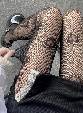 kt猫jk袜子日系性感黑色丝袜女Hell0Kitty图案镂空渔网袜提花网袜