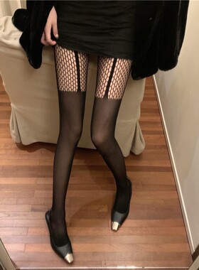 吊带丝袜性感黑丝渔网袜ins潮网红薄款显瘦防勾丝连裤袜子女