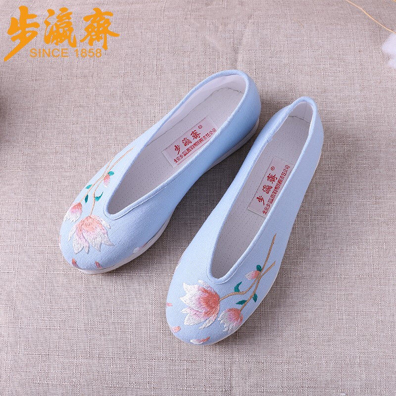 步瀛斋老北京布鞋女民族风汉服鞋手工纳底千层底绣花鞋文艺休闲单