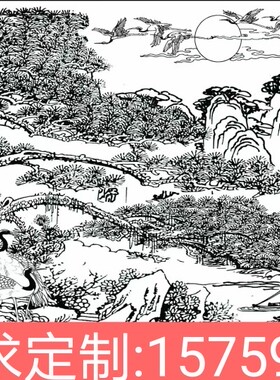 浮雕白描图灰度图设计 cad图方案石雕图案设计深化施工图加工制作