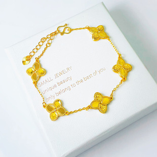 沙金四叶草蝴蝶手串仿真黄金首饰镭射龙鳞碎冰冰显白高级百搭手链