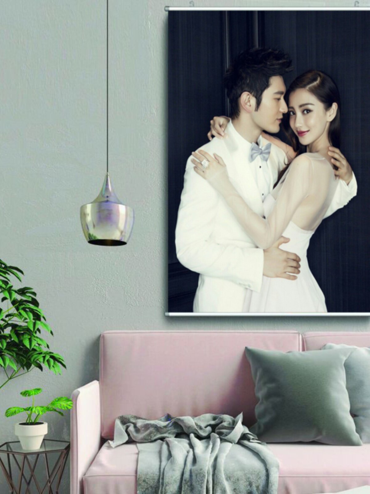 婚纱照挂画 油画布海报挂画 艺术照片放大壁挂制作卷轴 挂画定制