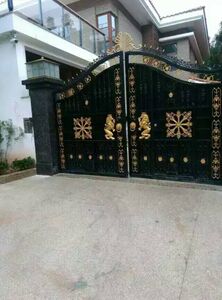 铜艺别墅平移电动大门厂家铝艺大门高档铝合金卷帘门车库门安装