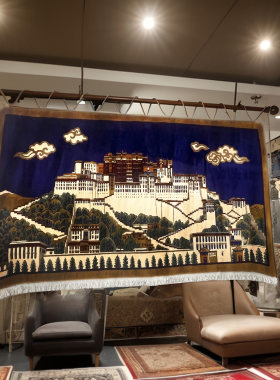 布达拉宫挂毯中古风藏式装饰画