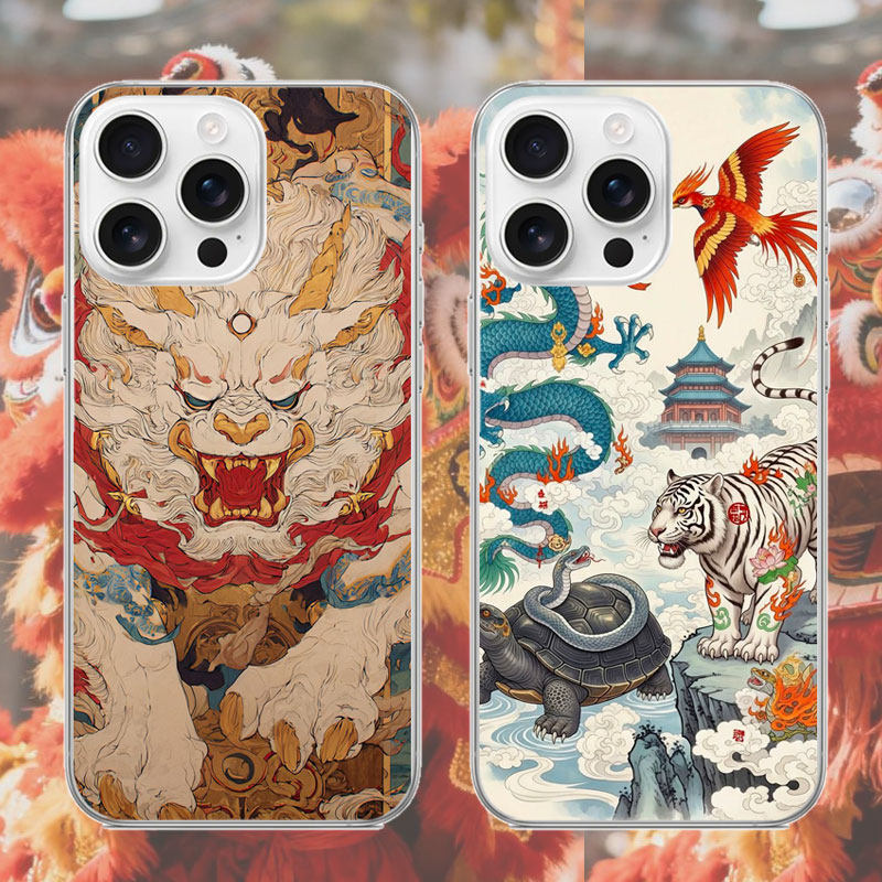 舞狮龙风适用iphone苹果17promax手机壳安卓透明软壳小米华为pura精气神vivo