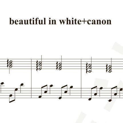 《beautiful in white+卡农》独奏谱  钢琴谱 五线谱 简谱 弹唱谱