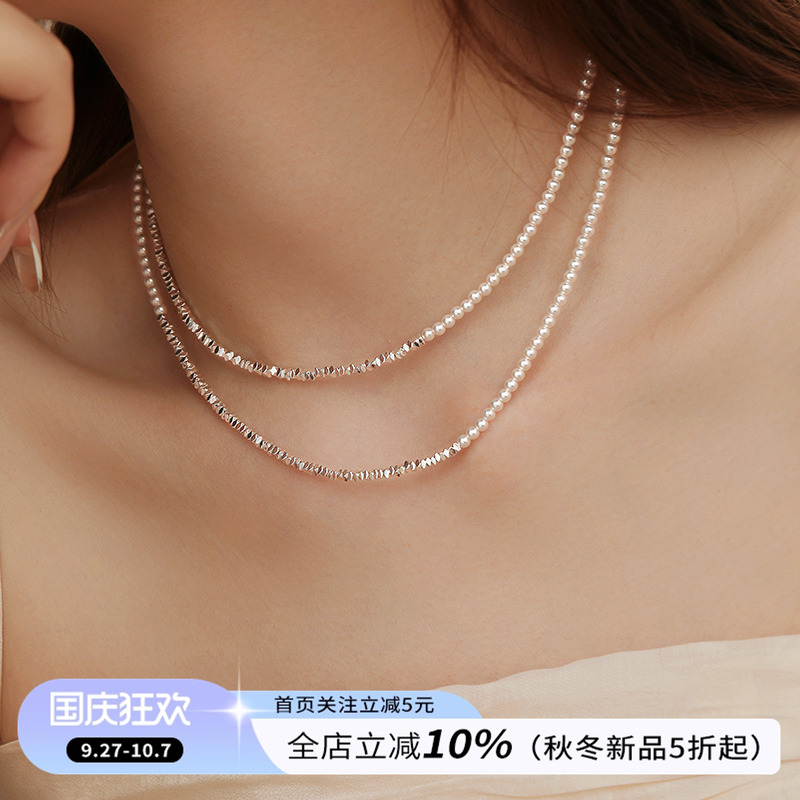 饰悟新中式碎银子珍珠项链叠戴
