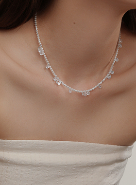 饰悟银饰满天星施家珍珠锁骨链女