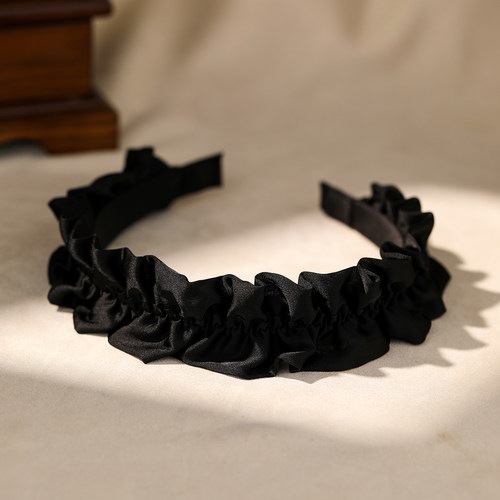 明星同款高颅顶黑色褶皱发箍