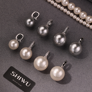 DIY镶钻单颗珍珠可拆卸吊坠万能扣吊坠单坠搭配小米珍珠项链配件