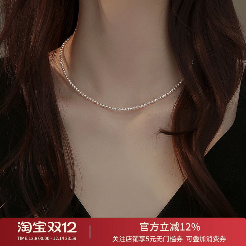 饰悟小米珠极细珍珠项链颈链女
