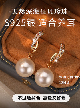 爆款深海母贝珍珠耳钉耳环