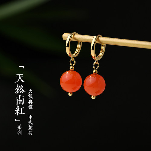 饰悟女新中式耳环高级感红色秋冬