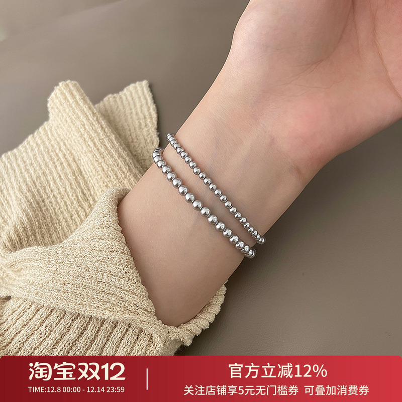 饰悟银饰新款银灰色珍珠手链