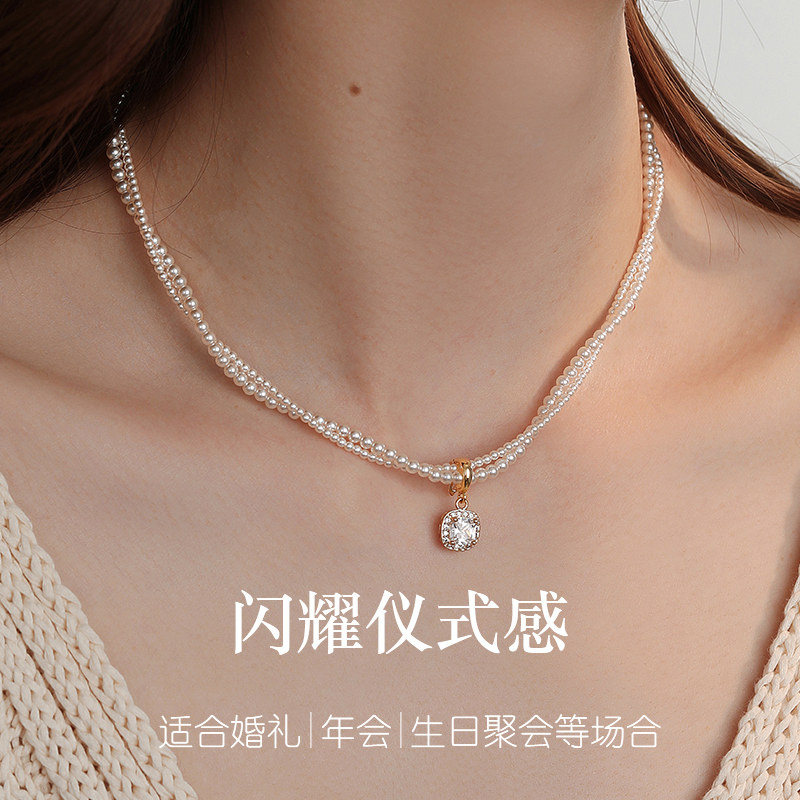 饰悟银饰双层缠绕珍珠项链女图片