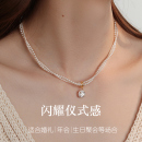锁骨链方糖颈链 轻奢小众小米珠双层缠绕珍珠项链叠戴女2025新款