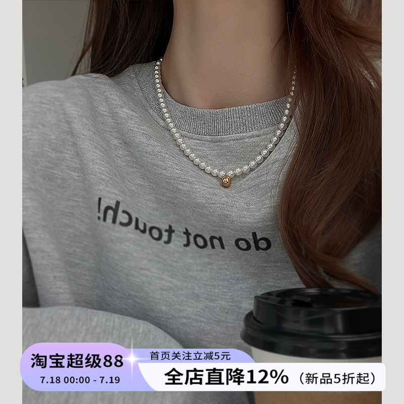 饰悟小金珠珍珠毛衣链女高级感