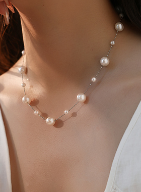 满天星珍珠项链颈链女款2026新款锁骨链高级感轻奢珍珠项链女配饰