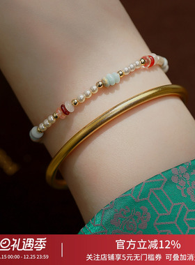 饰悟银饰彩色天然石施家珍珠手链