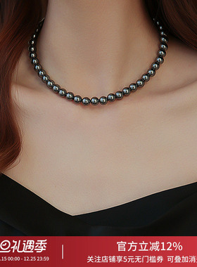 饰悟银饰大溪地黑色珍珠项链女