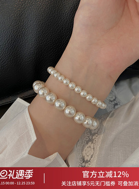 灰色高级感珍珠手链磁吸珍珠手串