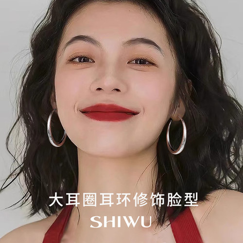 饰悟银饰圆圈耳环适合圆脸的耳环