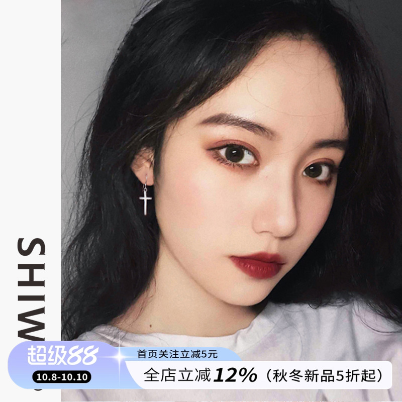 饰悟十字架纯银新款潮耳圈