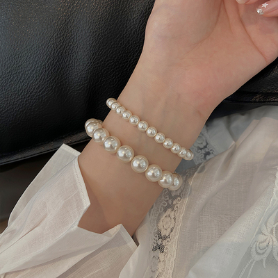 灰色高级感珍珠手链磁吸珍珠手串