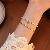 招财进宝珍珠手链女如意锁吊坠小众设计高级感百搭银饰手串饰品