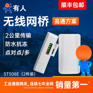 有人无线网桥户外5.8G大功率WiFi电梯监控室外2公里传输一对多点对点中继器cpe海康大华家用高通ST508E