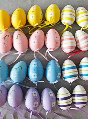 6cm白色复活节仿真彩蛋礼包鸡蛋壳幼儿园彩绘diy地摊玩具模型挂件