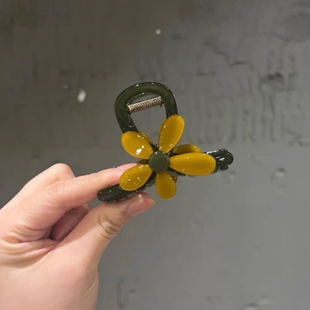 【初春上新】韩国高级树脂醋酸发夹水润太阳花鲨鱼夹抓夹8cm发饰