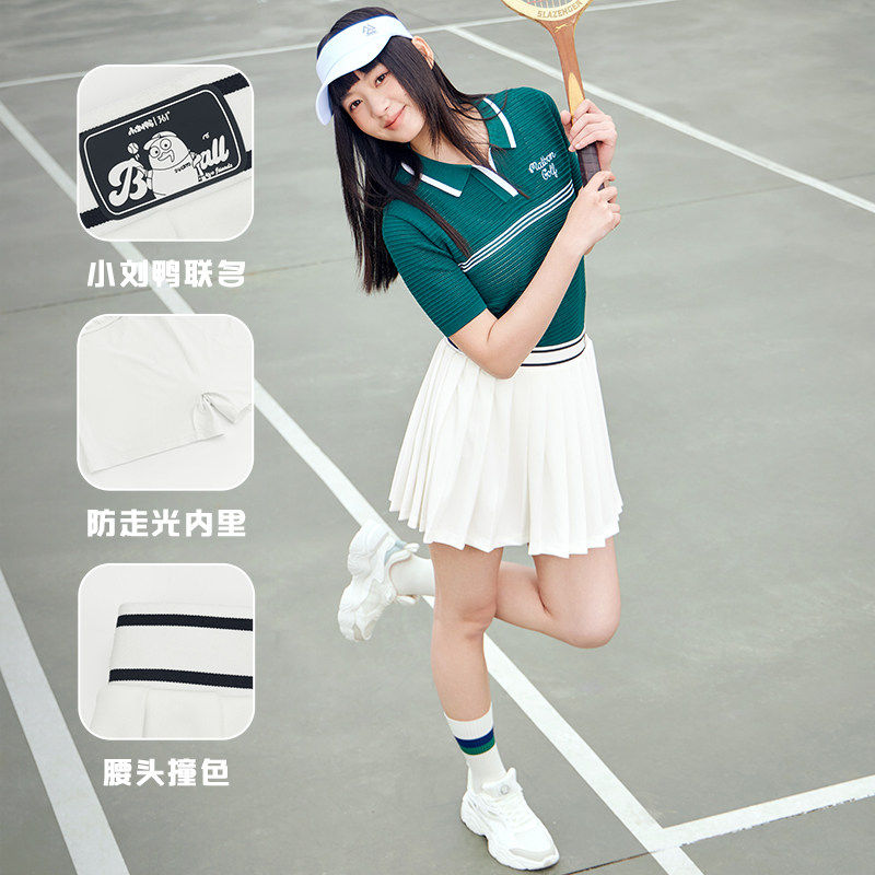 小刘鸭联名361运动短裙夏季宽松透气褶皱裙运动网球裙女裙