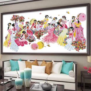 盛世花海非满绣237X100cm 纯手工十字绣成品