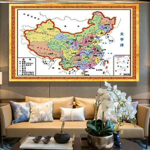 【加厚绣布】中国风刺绣十字绣地图我心中华非满绣无勾边15色