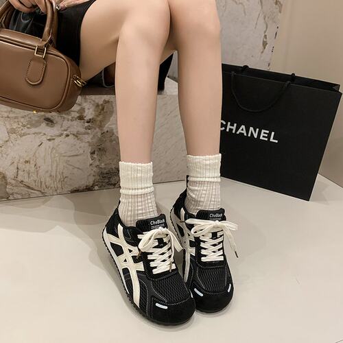 2025新款德训鞋女拼色百搭小众阿甘鞋透气网面软底不累脚