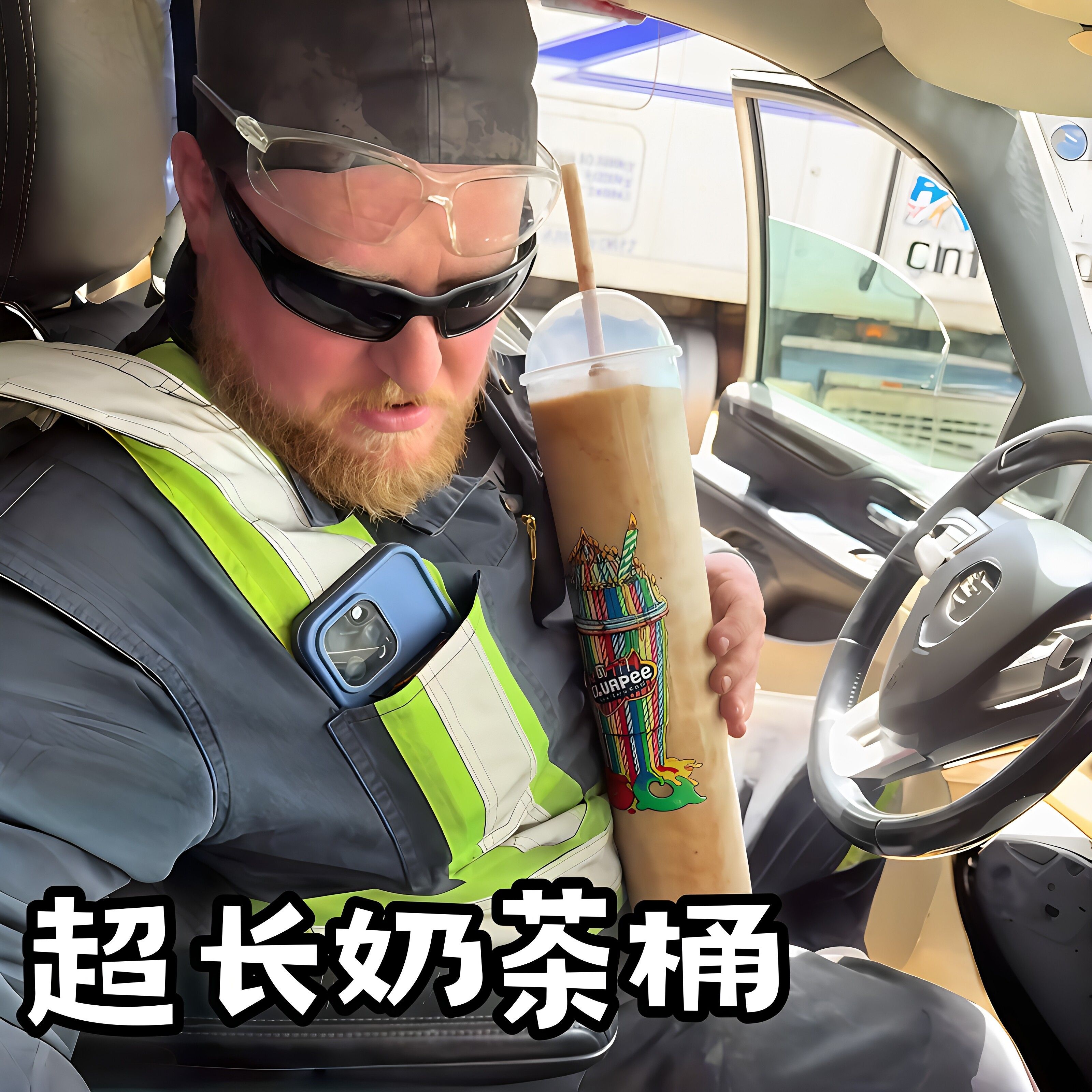 超超超长奶茶桶商用新品限定大容量冷饮杯打工人夏日专属续命神器