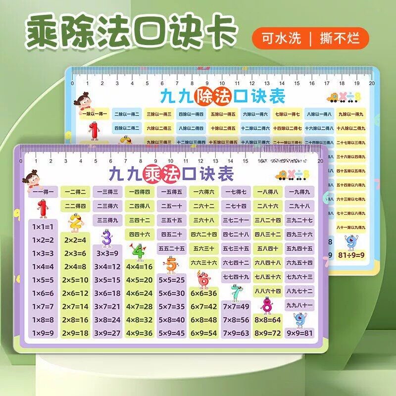 九九乘法除法口诀表卡片全套乘法口诀表挂图墙贴小学生二年级教具