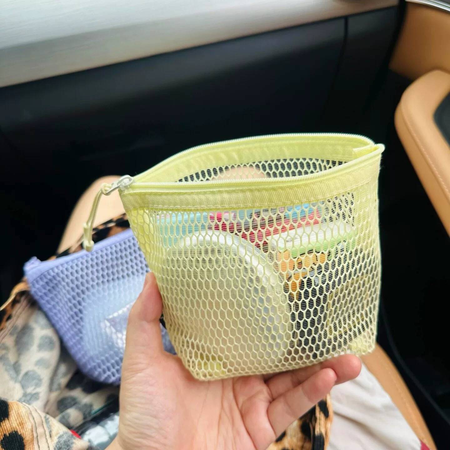 J人收纳包旅行外出出门方可携式带立体迷你网格包化妆品杂物收纳