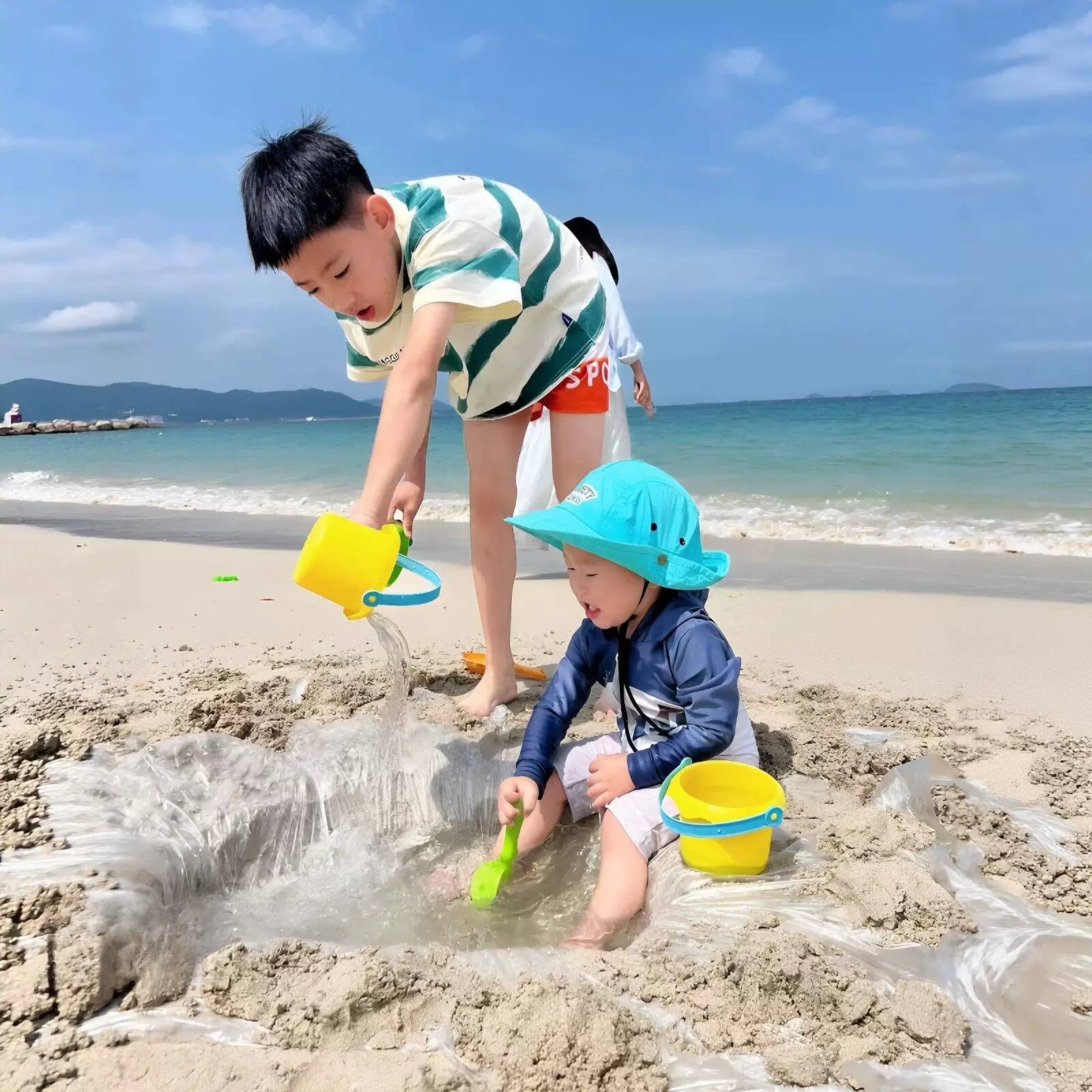 儿童海边自制泳池沙滩玩沙工具解放双手一次性泡澡袋加厚塑料布