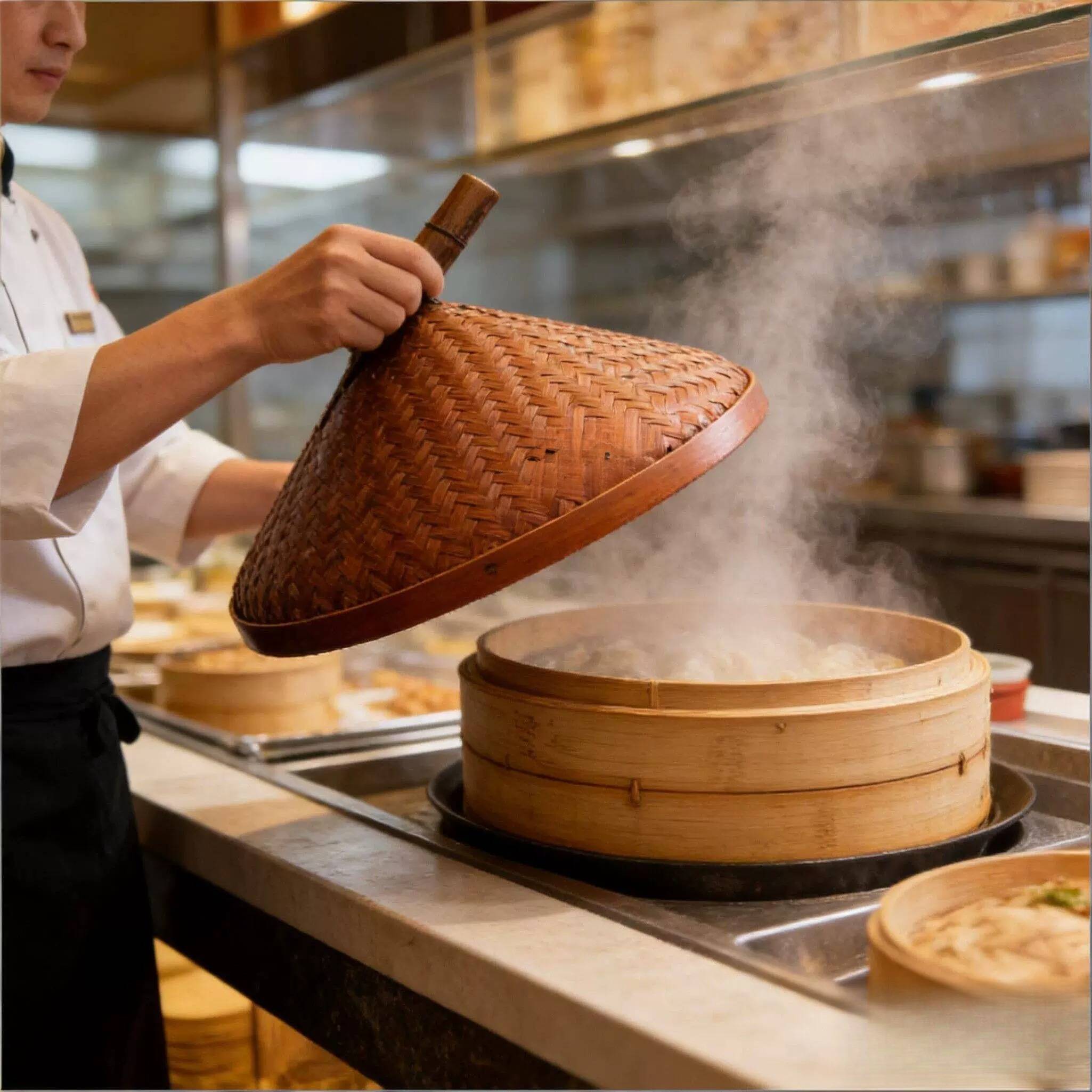 特色圆形甄子圆盖蒸酒竹编砂锅盖大锅笼盖用具木桶饭厅农家草帽汤