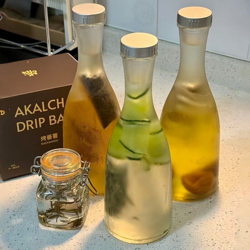 冷泡茶瓶子果酒专用玻璃瓶密封瓶食品级磨砂空瓶泡酒装酒分装瓶