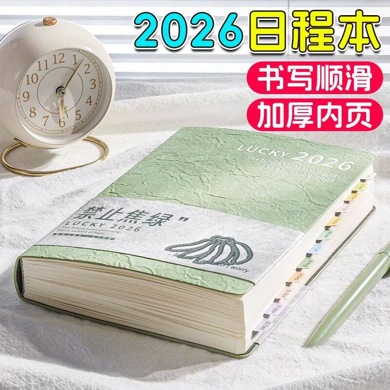 2026新款日程本计划本笔记本子效率手册每日日记本学习全年时间管理学习365天自律工作打卡记事本