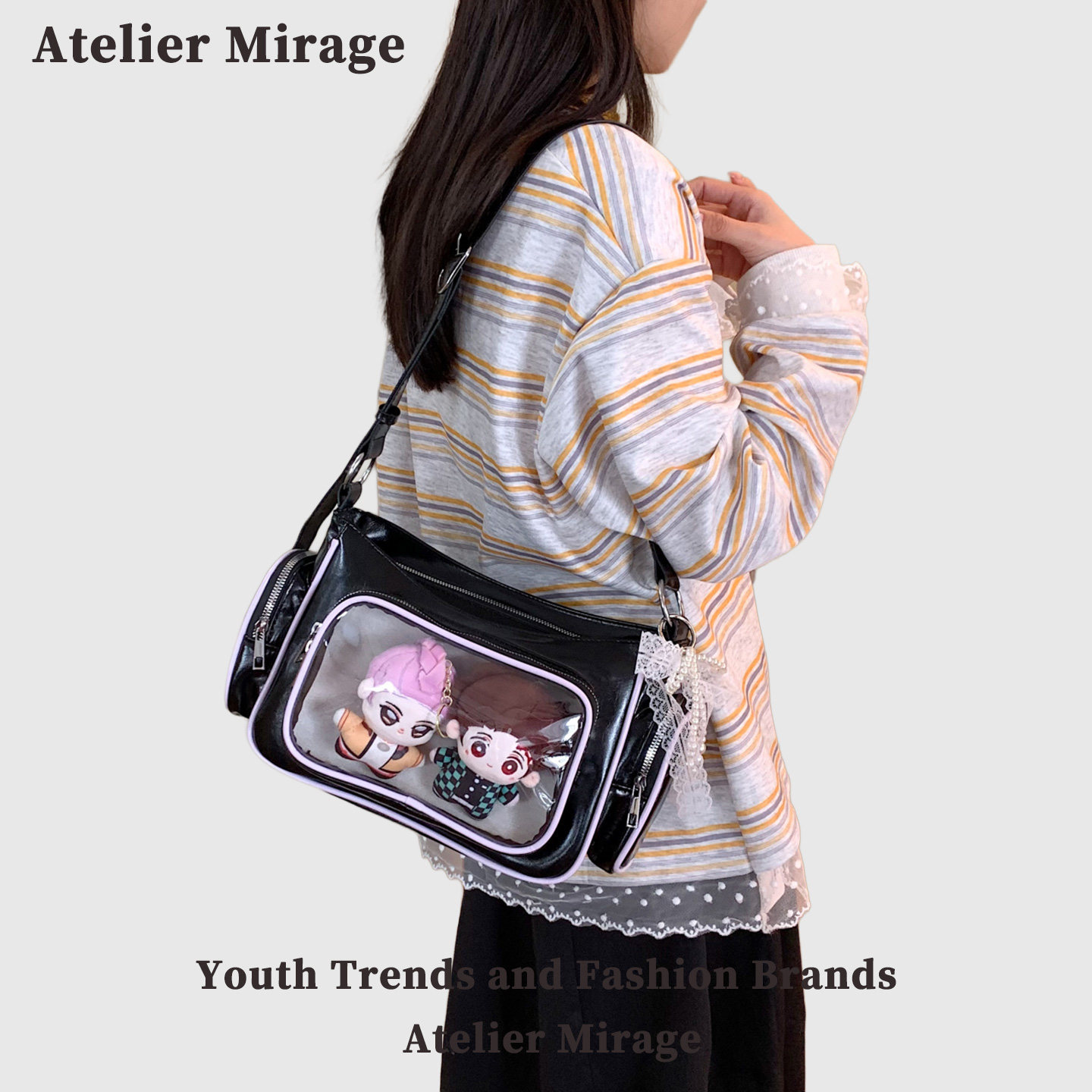 Atelier Mirage2026新款日系二次元展示谷子休闲百搭透明斜挎痛包