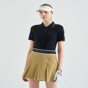 针织翻领提花运动修身 上衣夏季 新款 显瘦polo衫 高尔夫女装 韩版 短袖