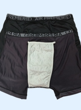 日本原单防漏尿男士内裤中腰速干防漏尿失禁平角裤黑色成人隔尿裤