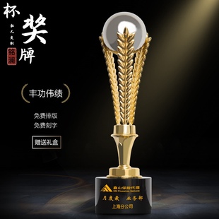 丰功伟绩金属奖杯订制新款合金材质公司企业颁奖授权奖励摆件包邮