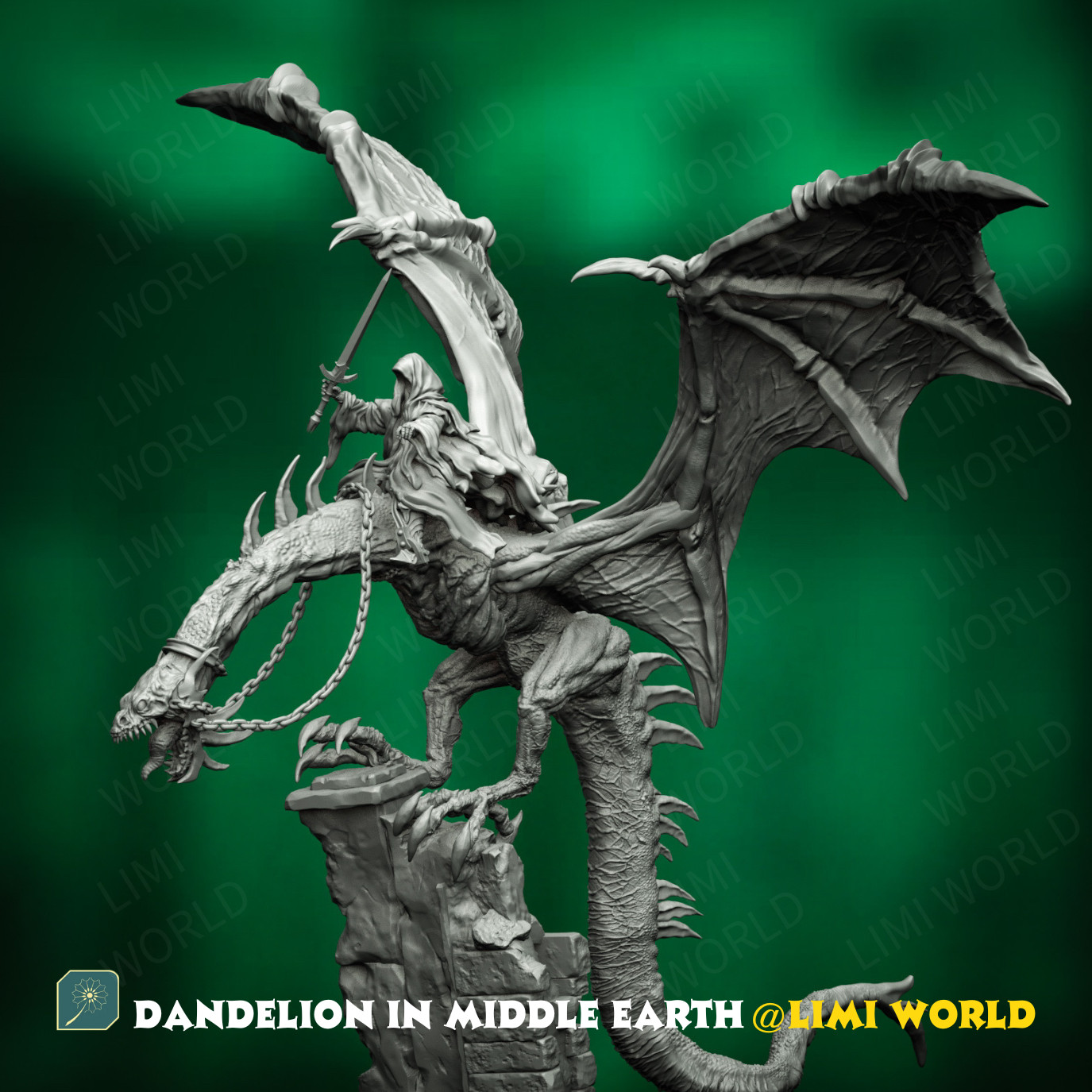 指环王戒灵骑堕落飞兽俯冲姿势第三方指环王战棋树脂跑团手办模型