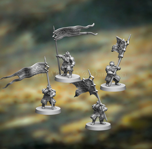 霍比特人铁丘陵矮人战士旗手指环王战棋树脂桌游跑团模型手办