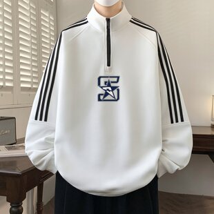 春秋款立领半拉链卫衣男初中学生帅气长袖t恤青少年大童春装上衣